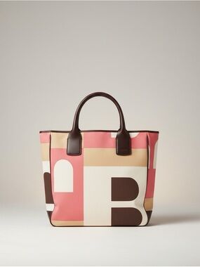 Vintage Bally Canvas Leather Tote Bag Brown Shopper Switzerland